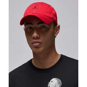 Nike Men's Air Jordan Club Unstructured Curved-Bill Hat Red Black M/L HQ1963-687